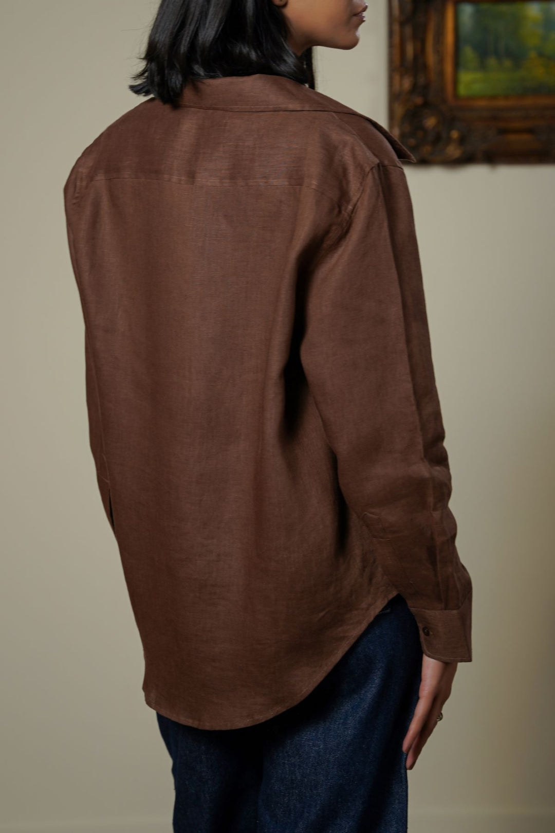 CHOCOLATE 100% PURE LINEN SHIRT