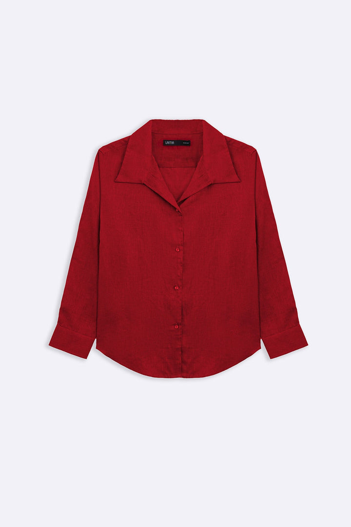 RED 100% PURE LINEN SHIRT