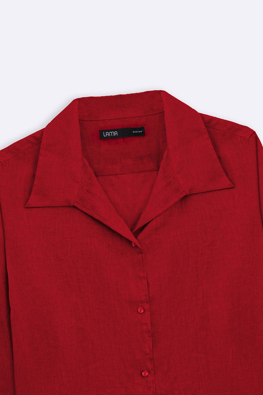 RED 100% PURE LINEN SHIRT
