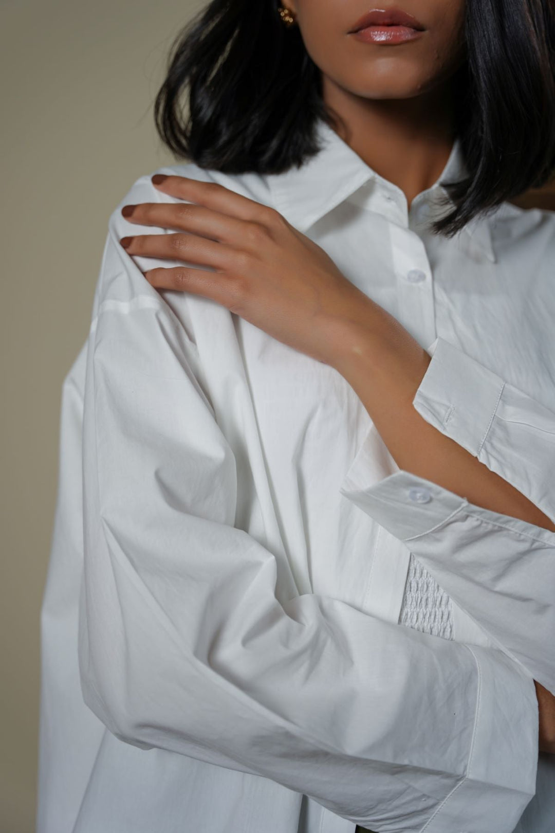 WHITE OVERSIZED COTTON BLOUSE