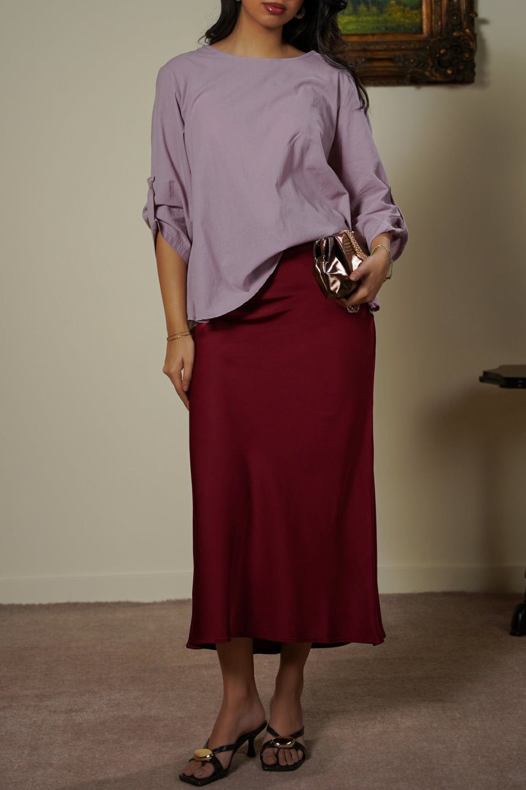 LILAC FEATHER COTTON TOPSY BLOUSE