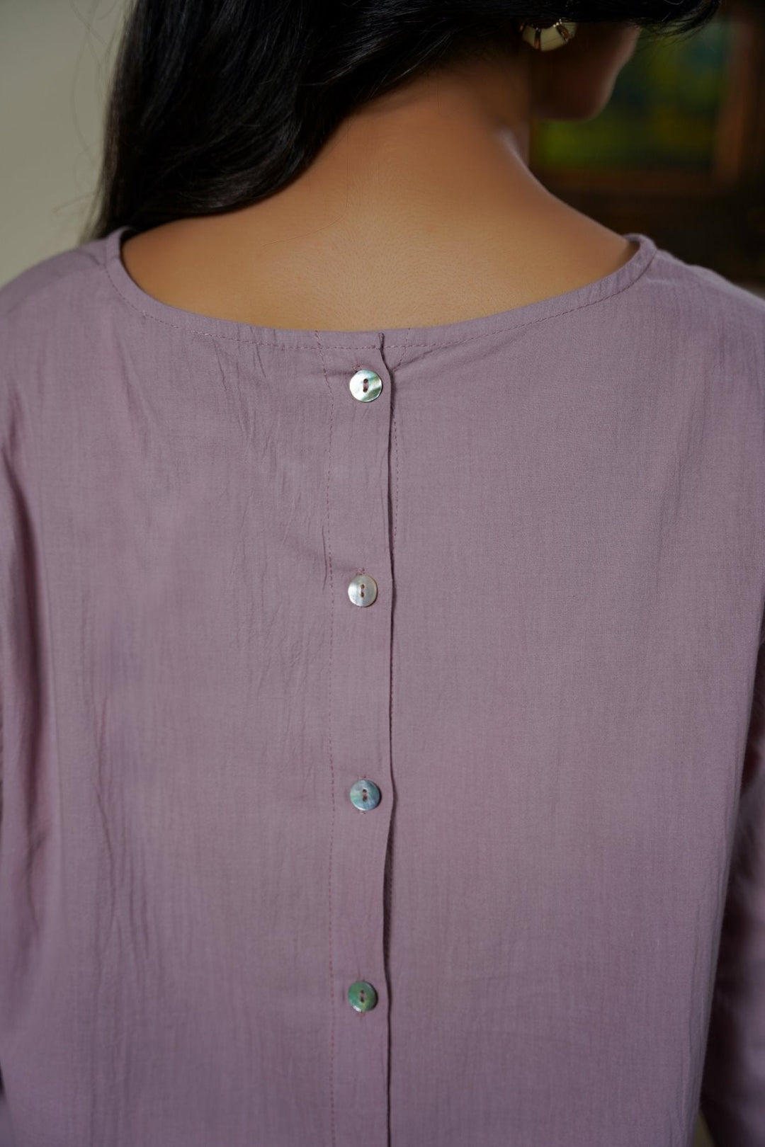 LILAC FEATHER COTTON TOPSY BLOUSE