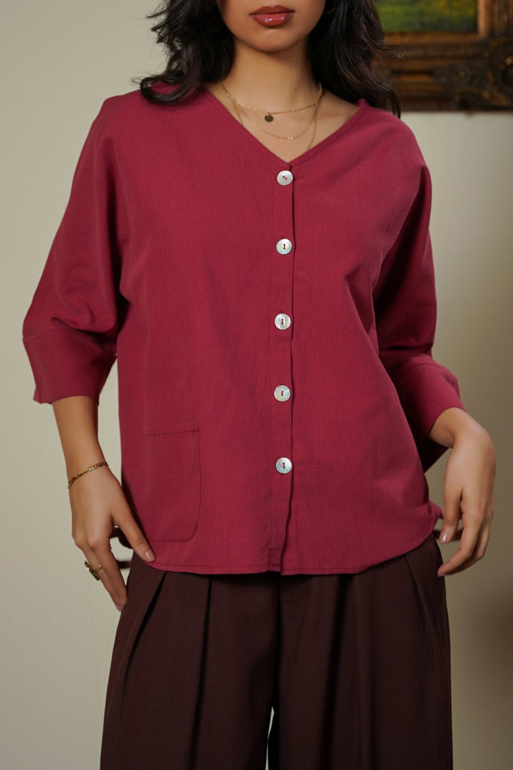 MULBERRY LINEN SORBET BLOUSE