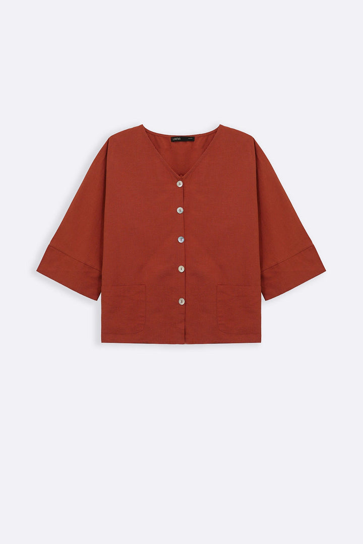 RUST LINEN SORBET BLOUSE
