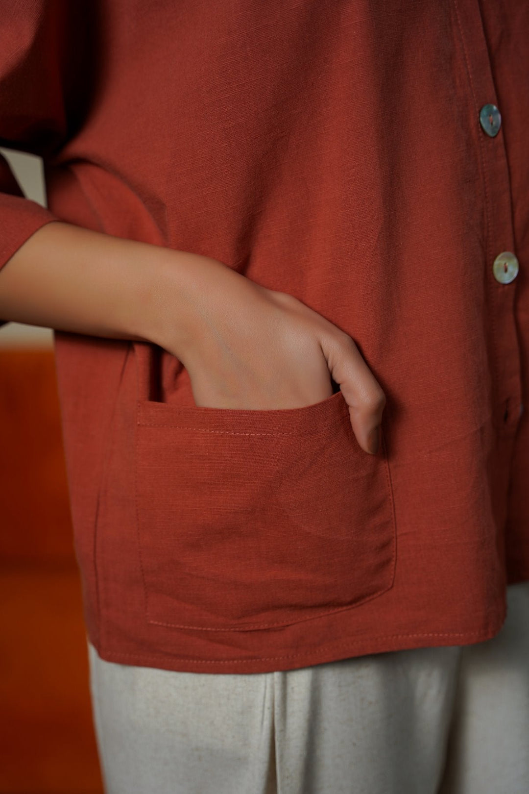 RUST LINEN SORBET BLOUSE