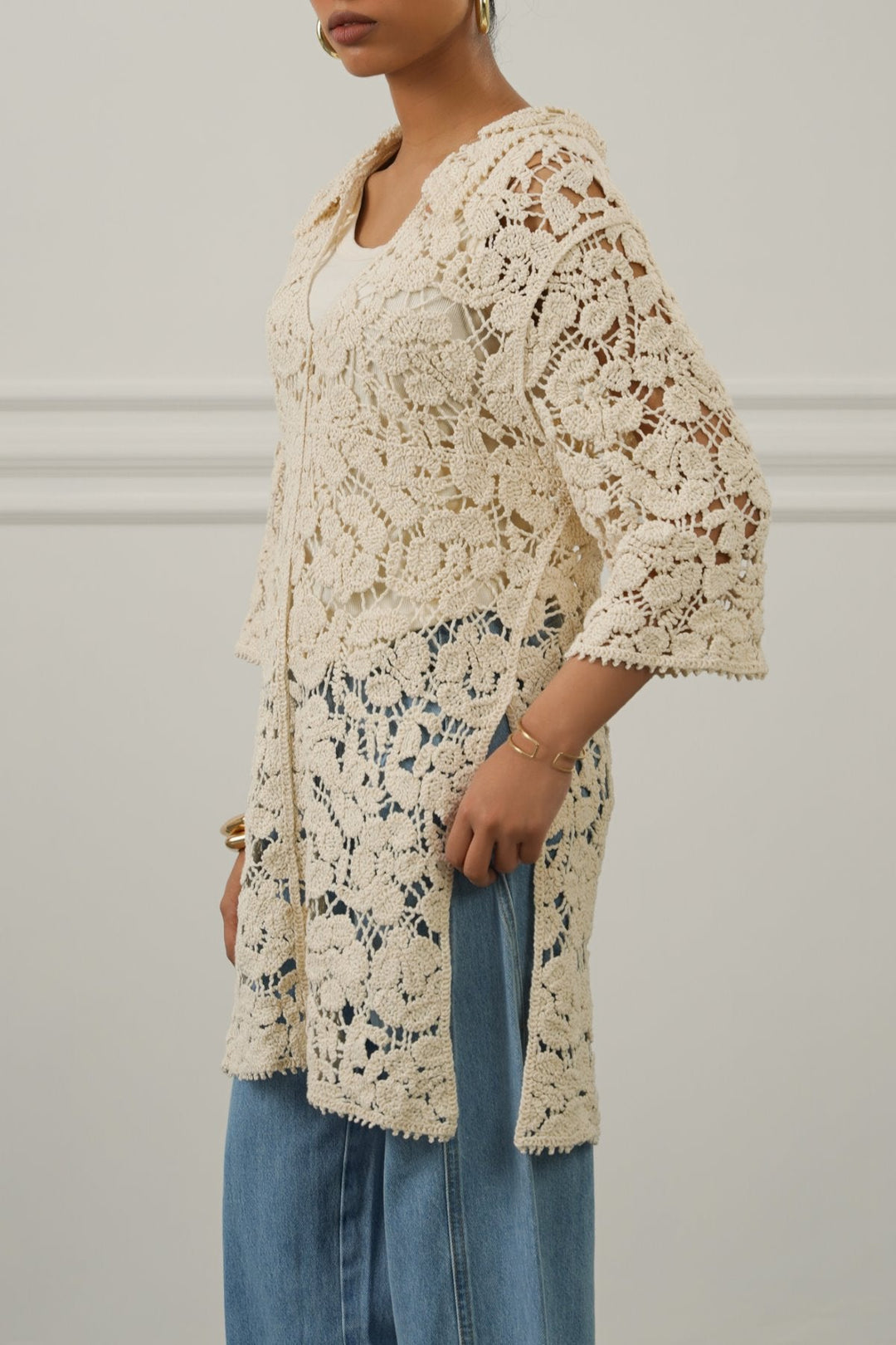 CREAM NOMAD CROCHET TUNIC
