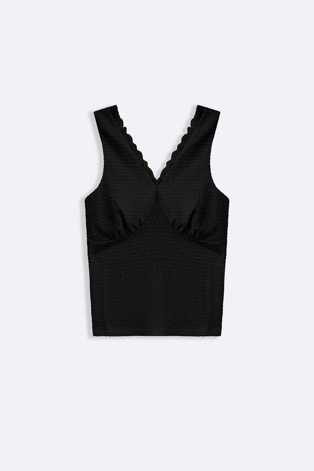 BLACK SOFT KNIT V-NECK TANK