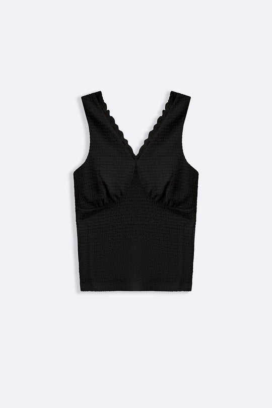 BLACK SOFT KNIT V-NECK TANK