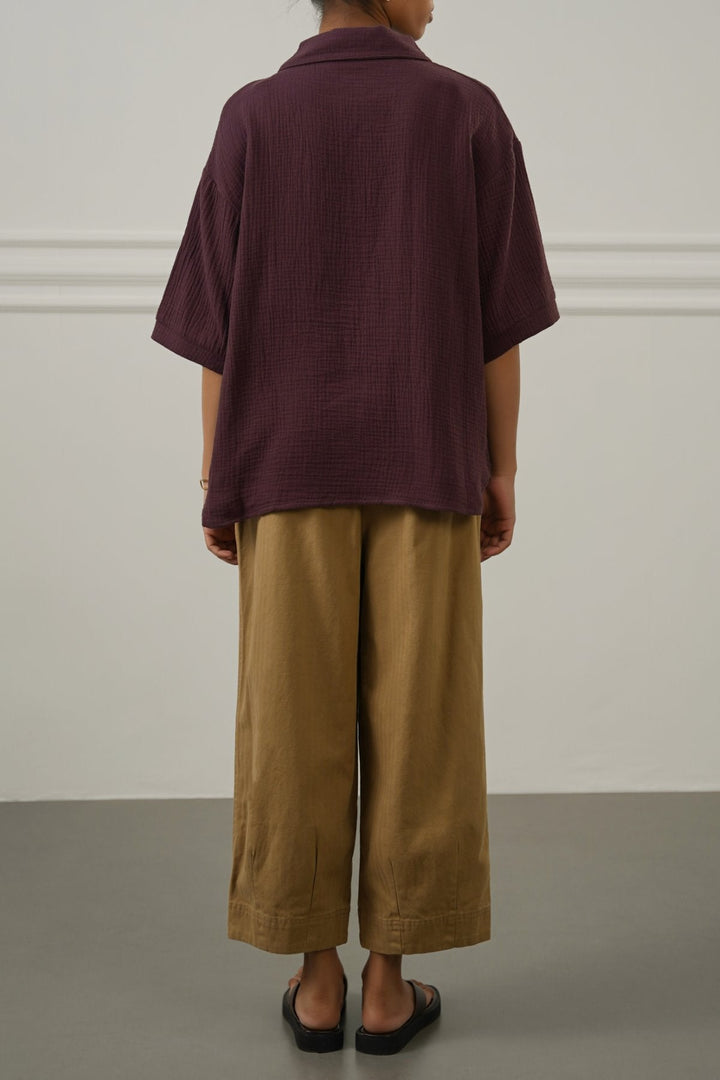 OX BLOOD BASIC MUSLIN SHIRT