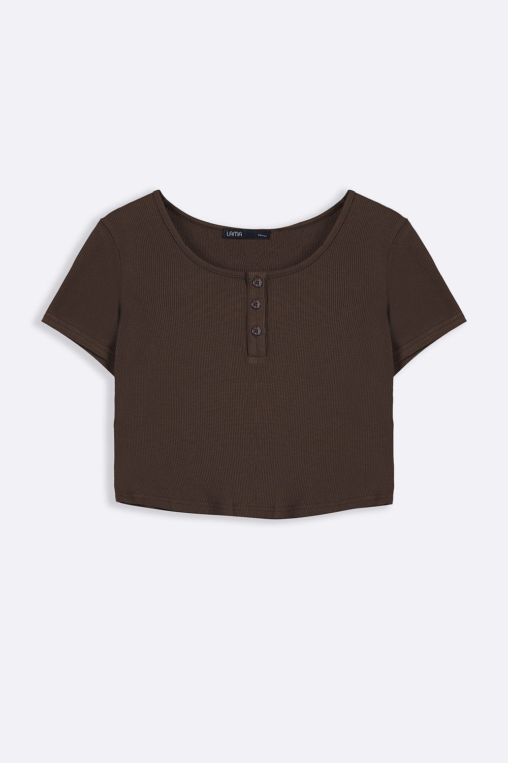 DARK BROWN HENLEY CREW TEE