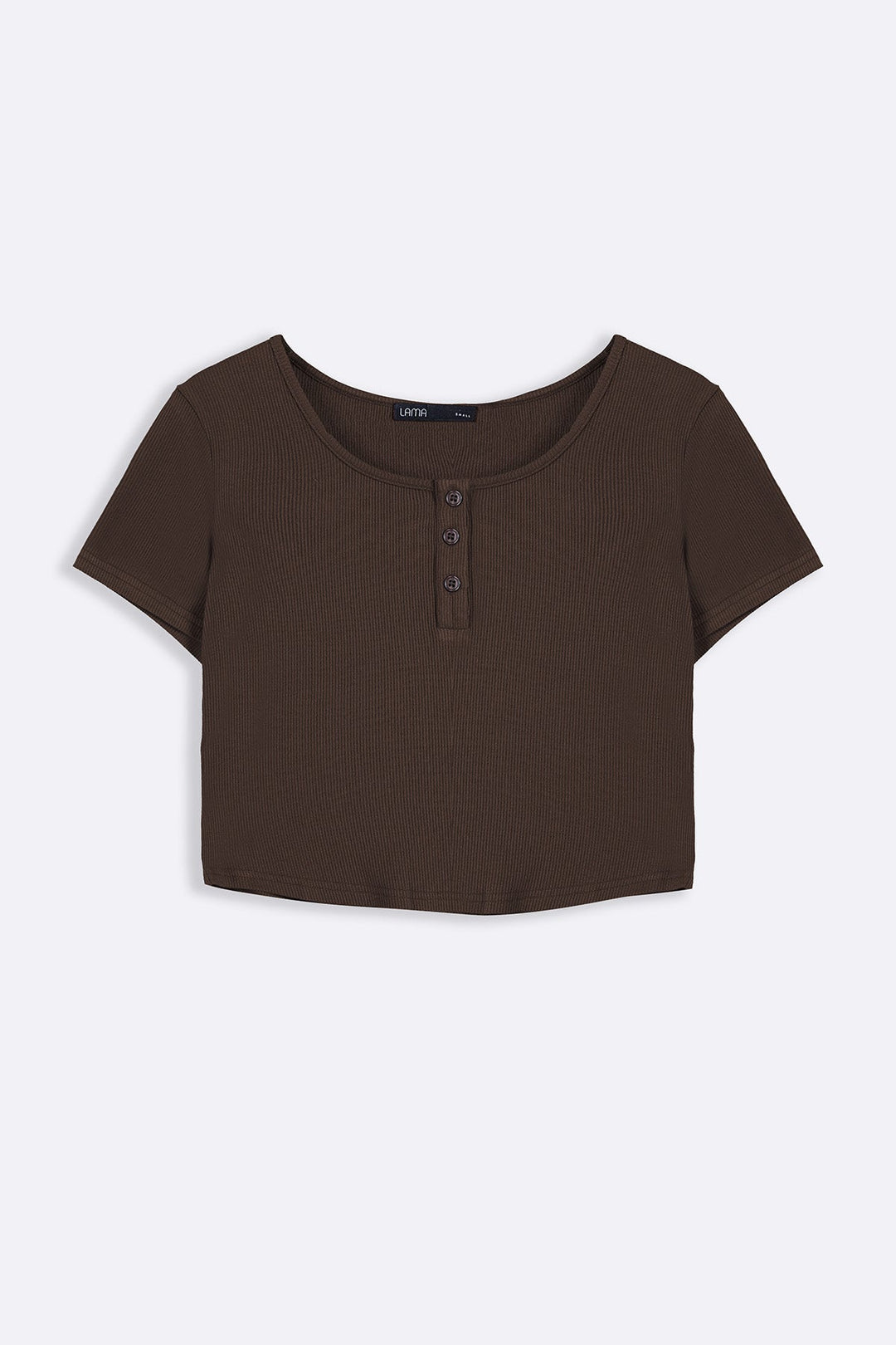 DARK BROWN HENLEY CREW TEE