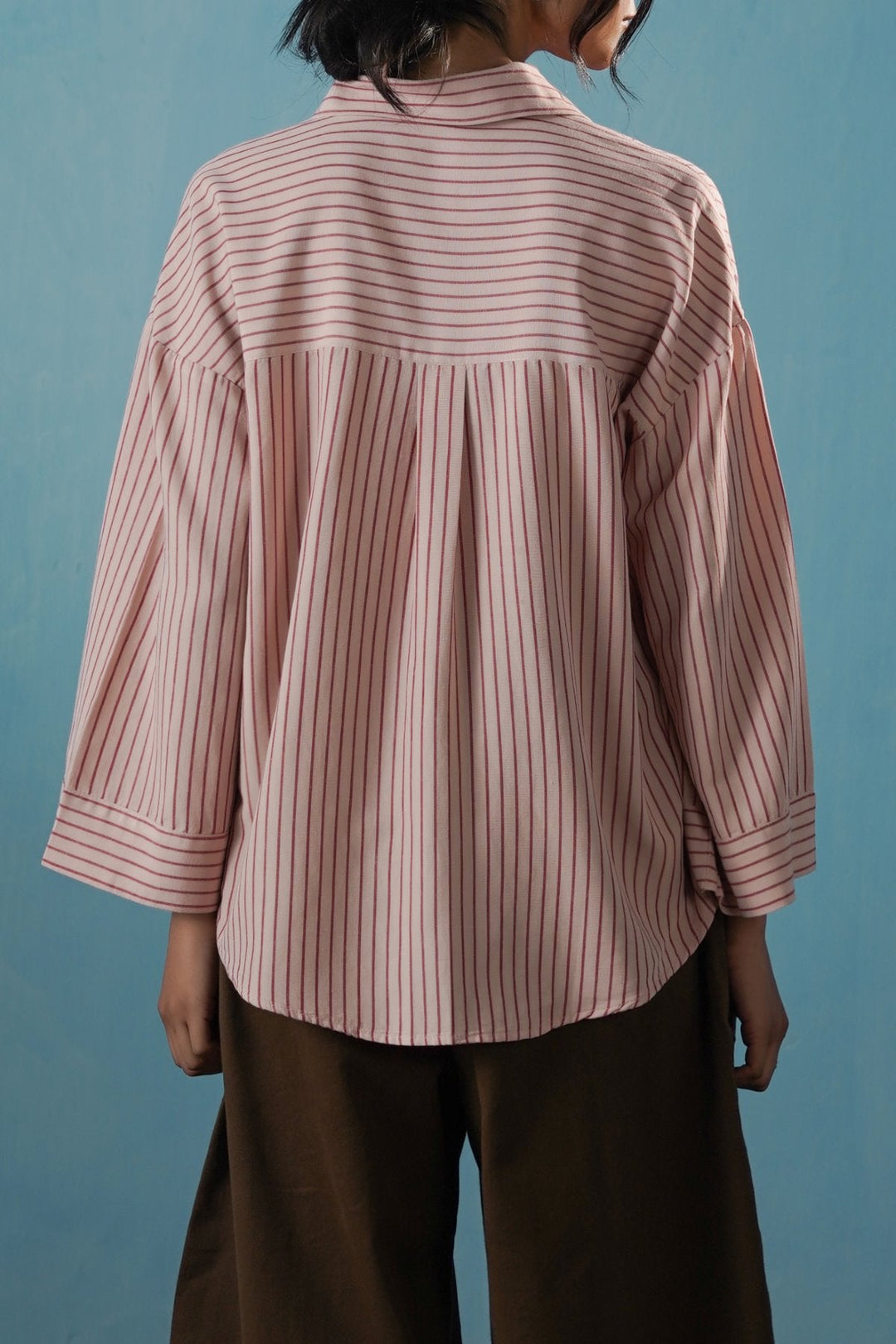 PINK SALMON PINSTRIPE SHIRT