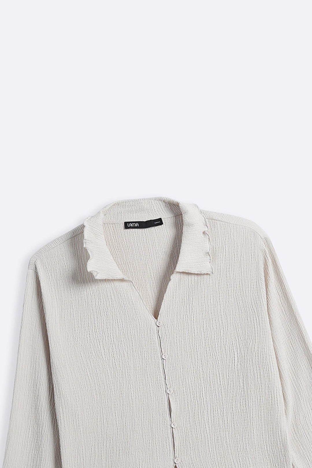 IVORY CRINKLE KNIT BUTTON-DOWN