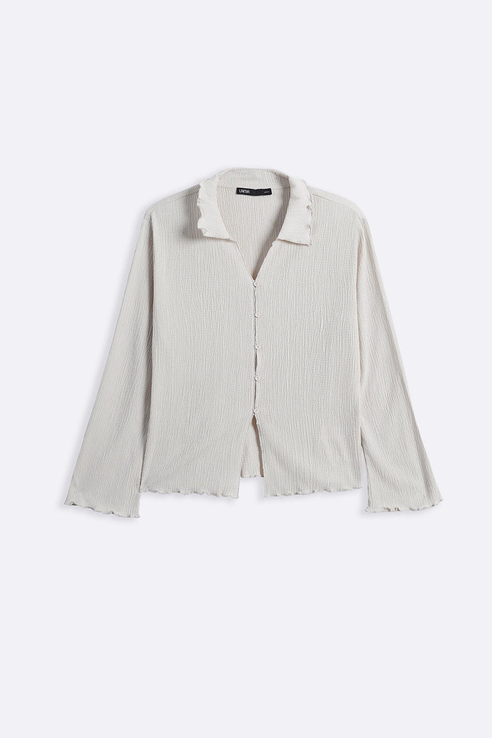 IVORY CRINKLE KNIT BUTTON-DOWN