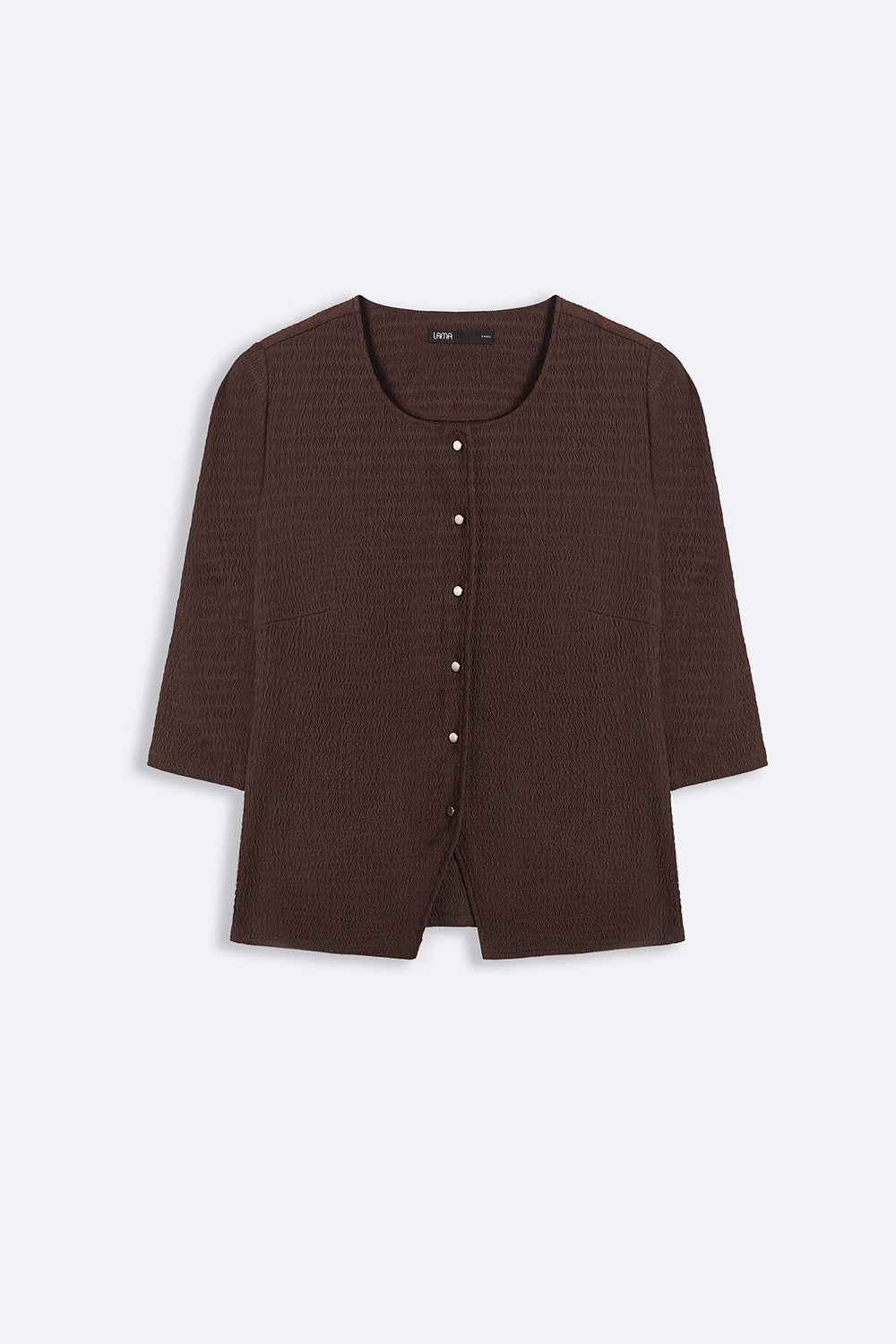 BROWN TEXTURED FITTED SHIRT