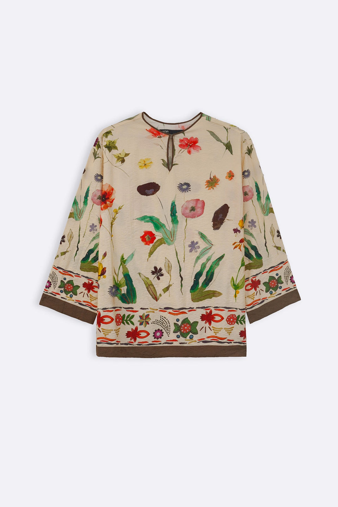 CREAM FERN & POPPY TOP