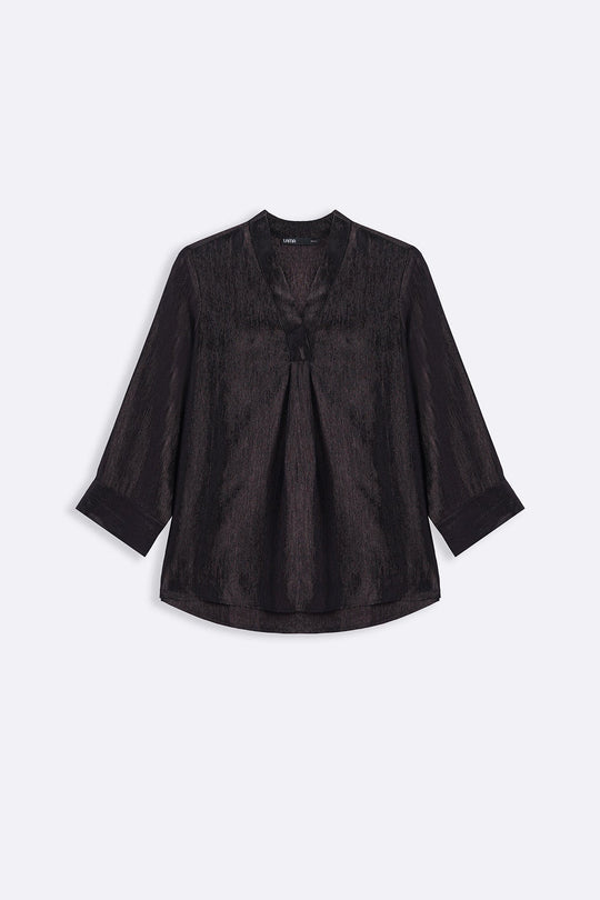 COFFEE TEXTURED FLOWY V NECK TOP