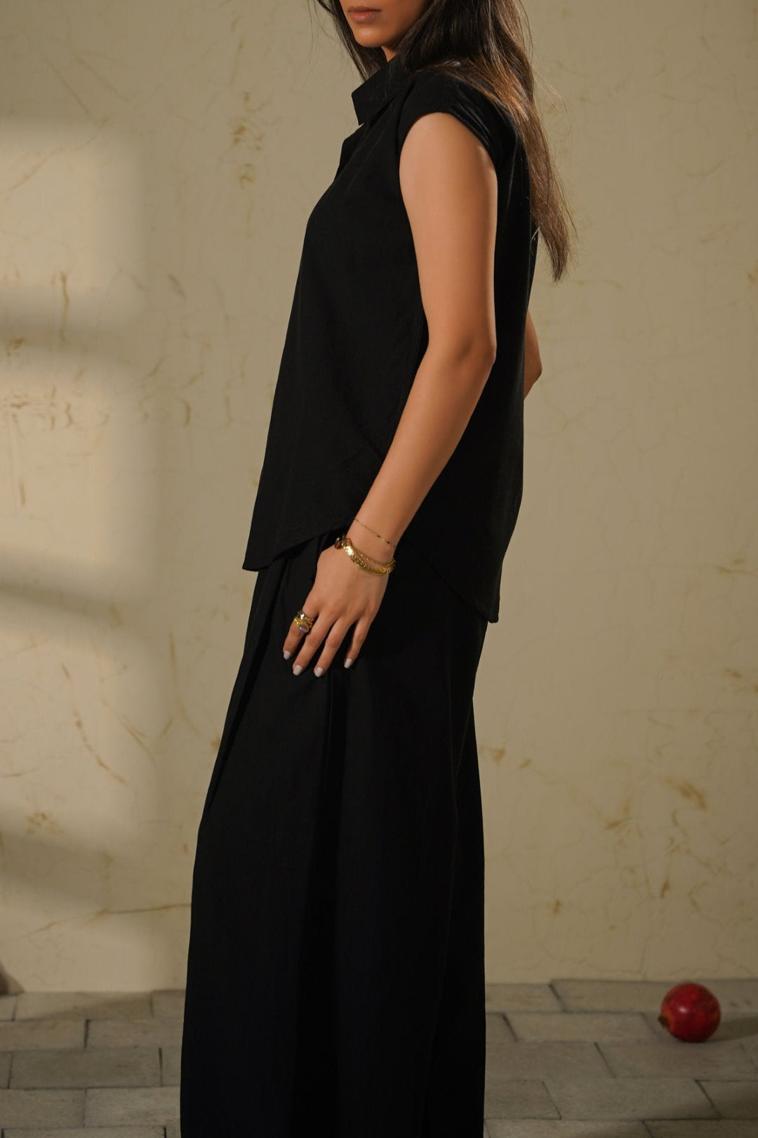 BLACK COTTON LINEN SHIRT