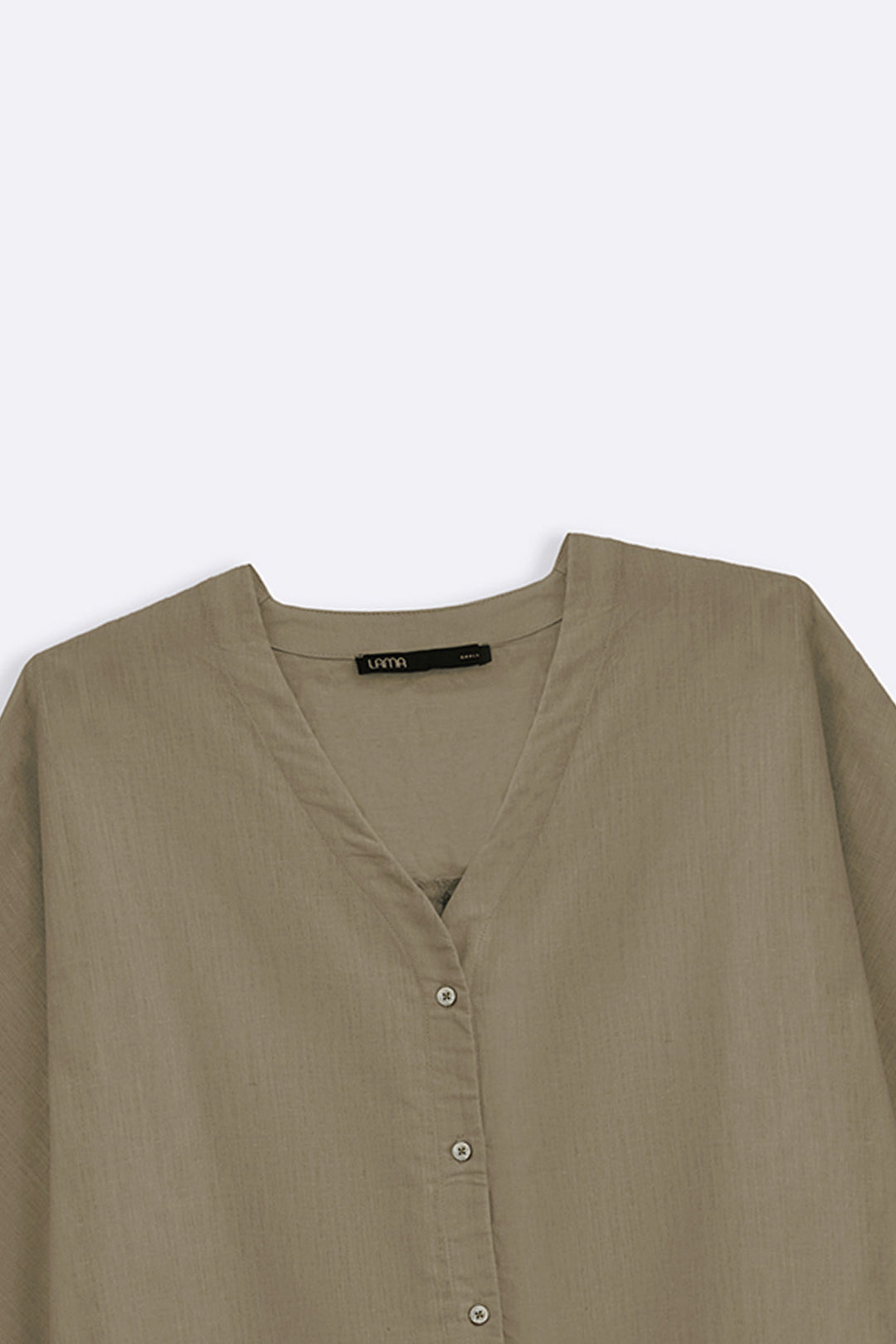 BEIGE V NECK BUTTON BLOUSE