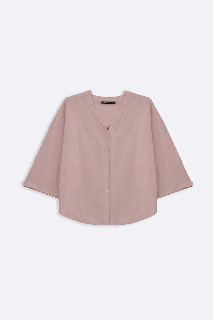 MINK V NECK BUTTON BLOUSE