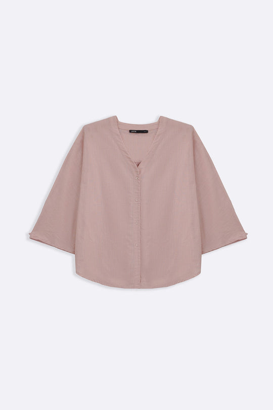 MINK V NECK BUTTON BLOUSE