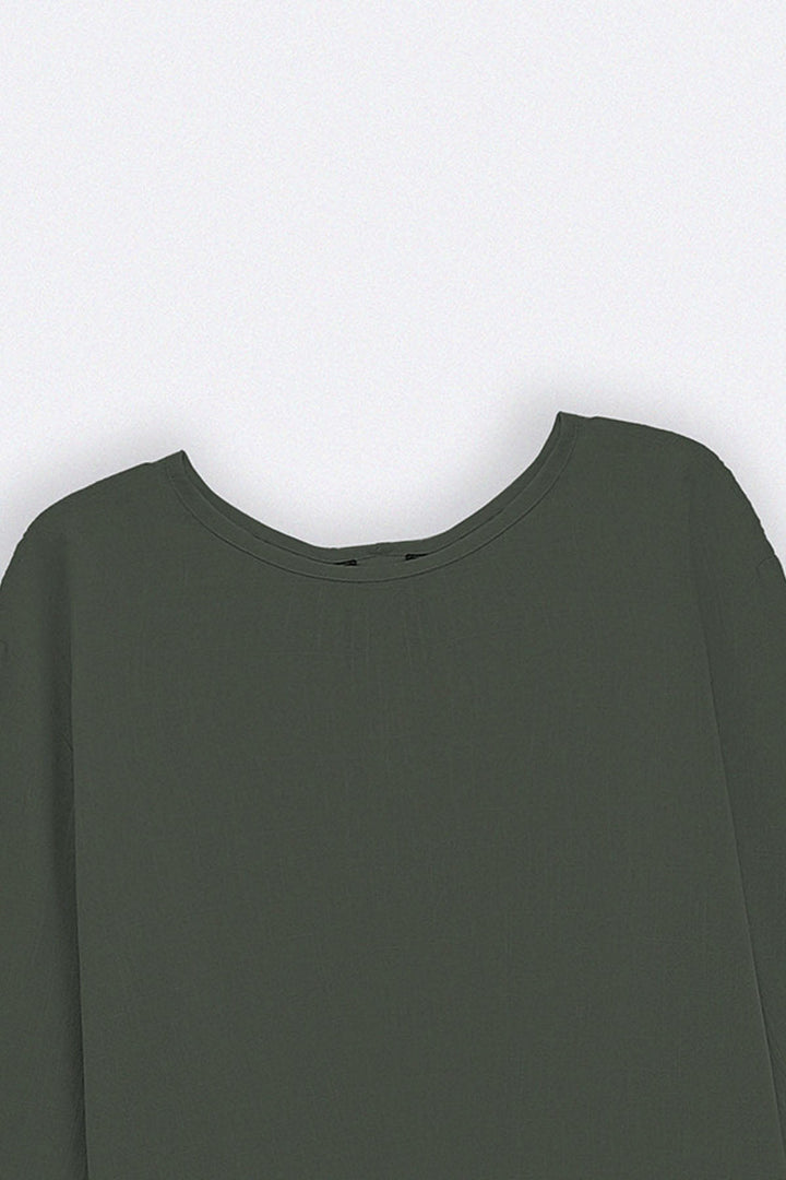 GREEN EVERYDAY BACK BUTTON BLOUSE