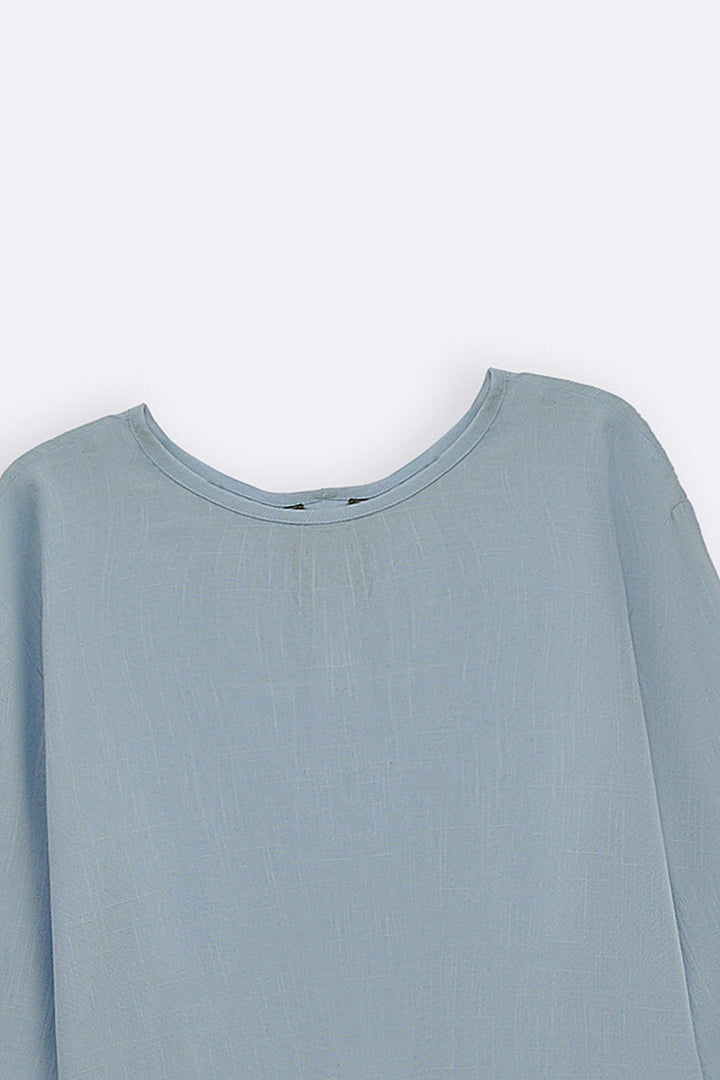 SKY BLUE EVERYDAY BACK BUTTON BLOUSE