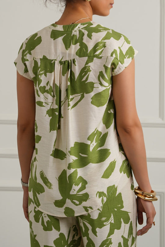 GREEN ABSTRACT RESORT SHIRT