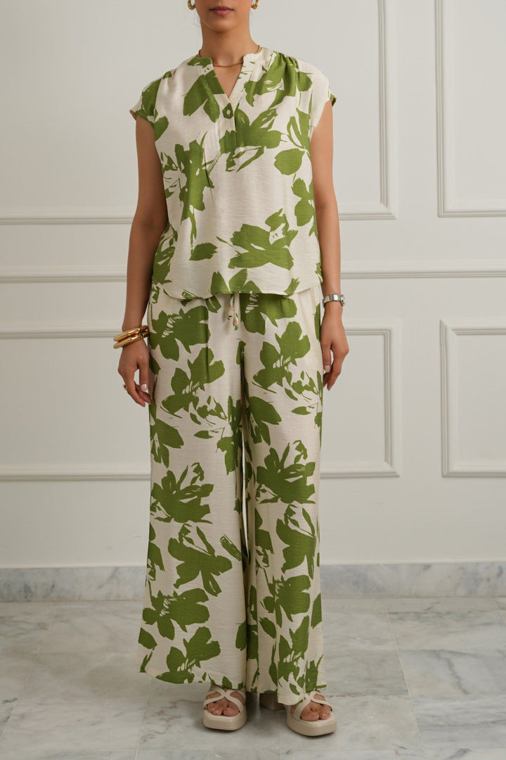 GREEN ABSTRACT RESORT SHIRT