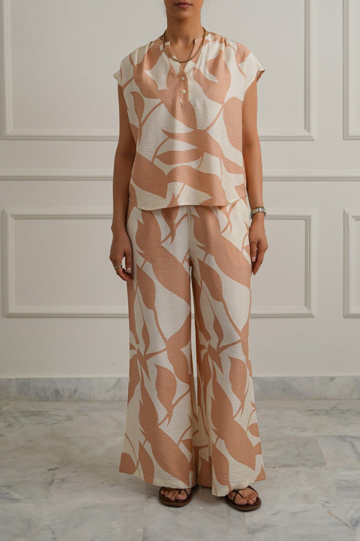 TEA PINK ABSTRACT RESORT SHIRT