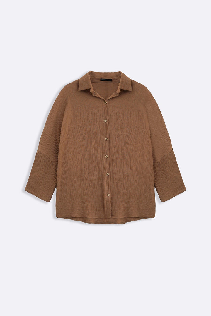 BROWN EVERYDAY MUSLIN SHIRT