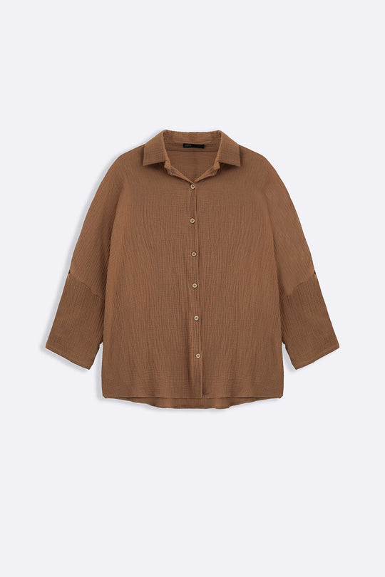 BROWN EVERYDAY MUSLIN SHIRT