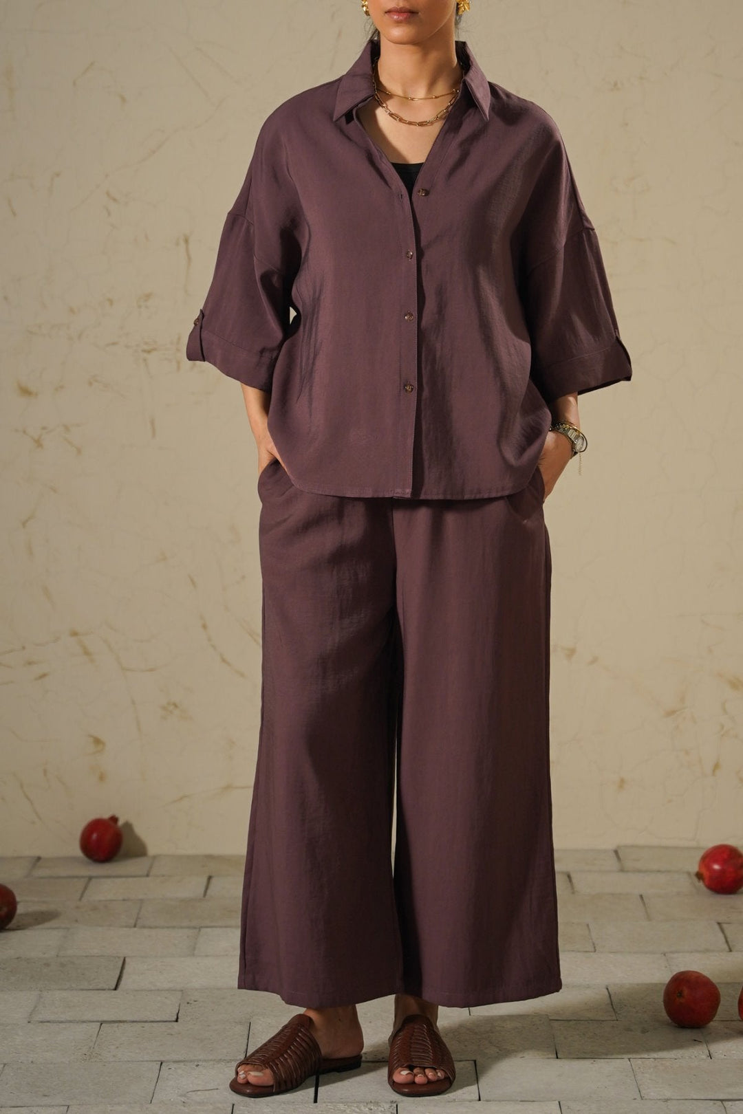 BEETROOT LYOCELL STONEWASH SHIRT