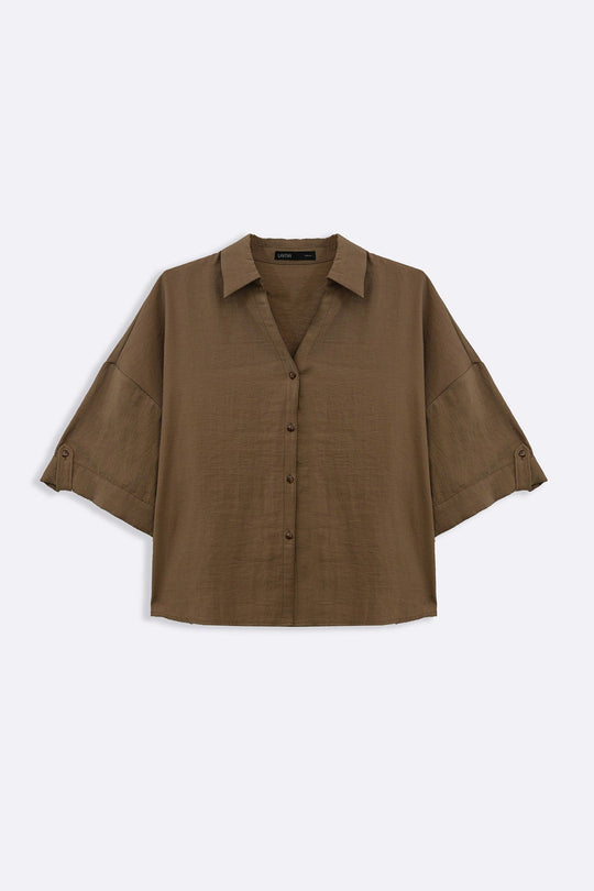 KHAKI LYOCELL STONEWASH SHIRT