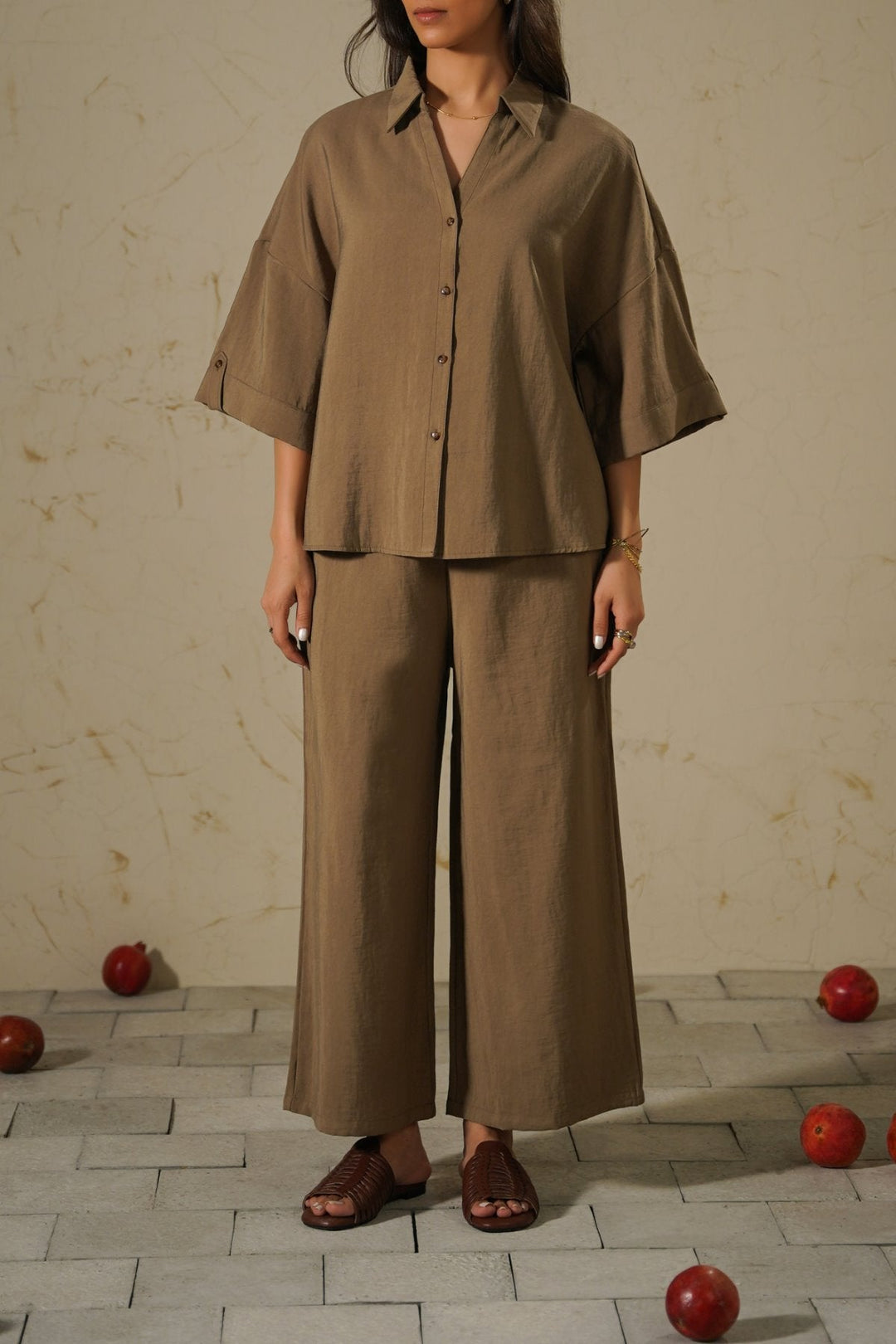 KHAKI LYOCELL STONEWASH SHIRT