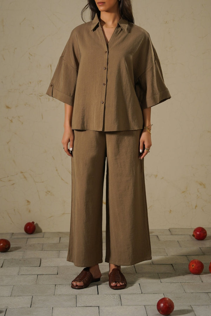 KHAKI LYOCELL STONEWASH SHIRT