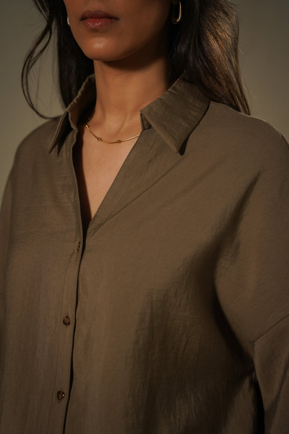 KHAKI LYOCELL STONEWASH SHIRT