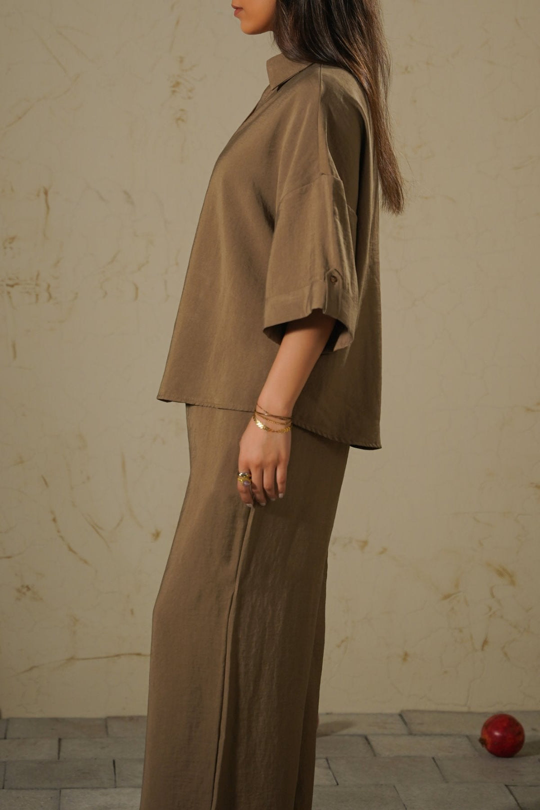 KHAKI LYOCELL STONEWASH SHIRT