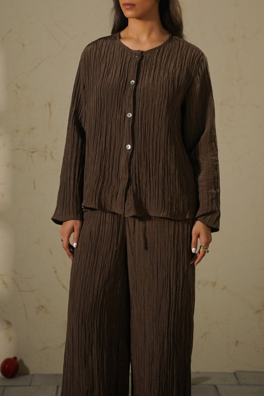 COFFEE LIGHTWEIGHT CRINKLE TOP