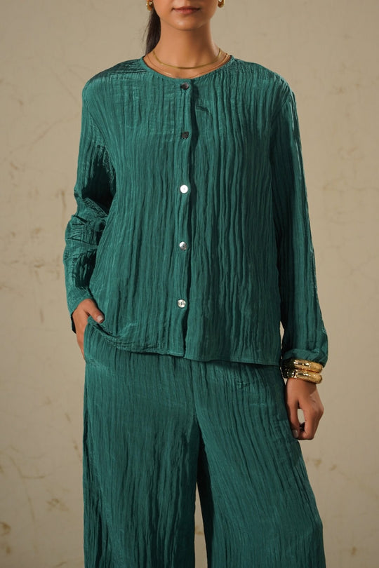 TURQUOISE LIGHTWEIGHT CRINKLE TOP