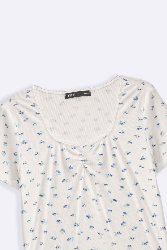 WHITE RIBBED DOLL TEE