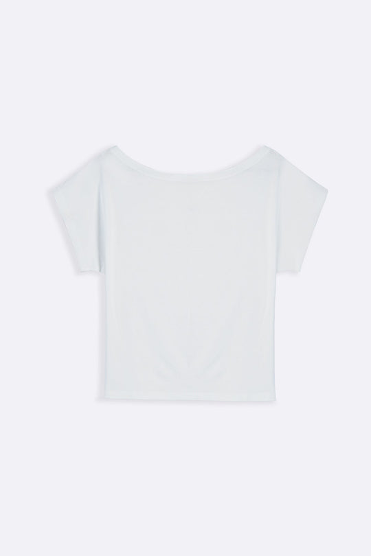 WHITE BARE SHOULDER TEE