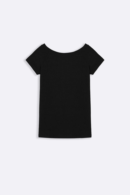 BLACK ASSYMETRICAL CUT TEE