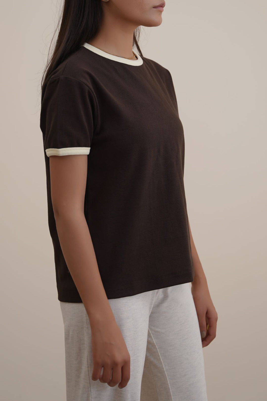 BROWN RINGER TEE