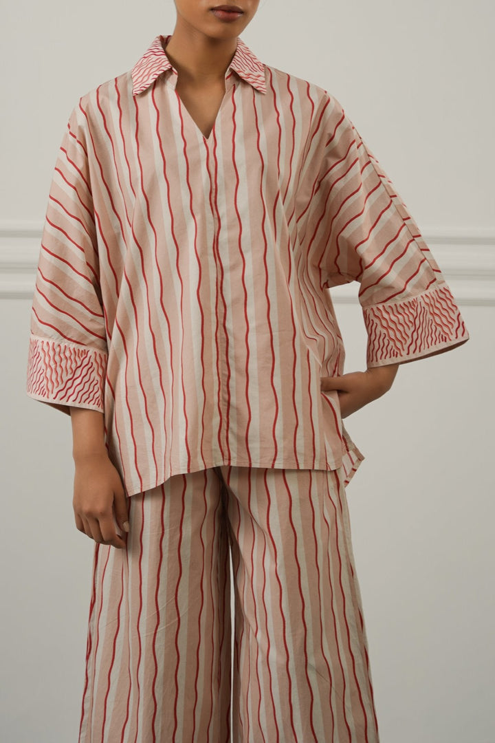 PINK STRIPED COTTON BLOUSE