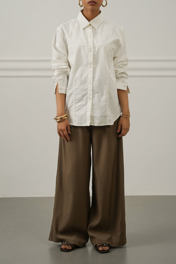 WHITE OXFORD PANEL SHIRT