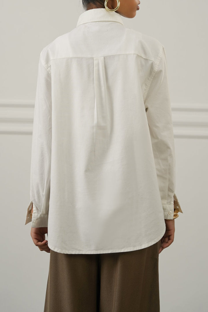 WHITE OXFORD PANEL SHIRT