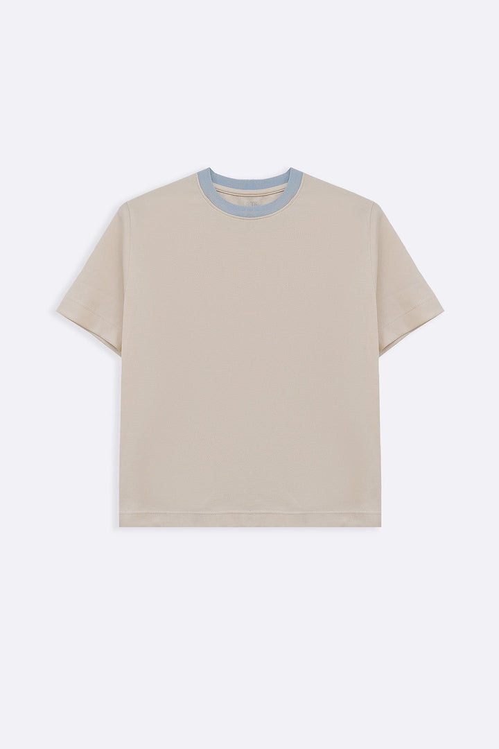 IVORY CROPPED CONTRAST TEE