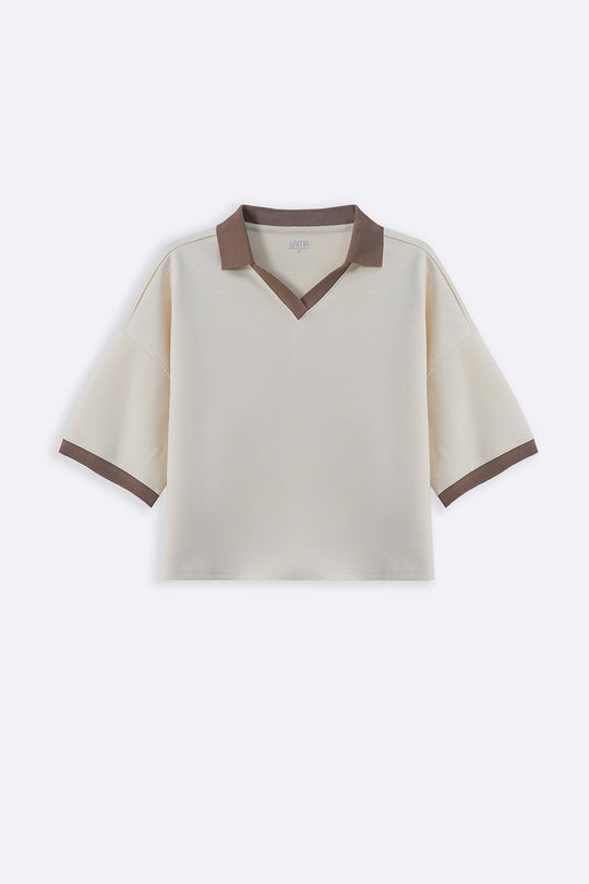 IVORY VINTAGE CONTRAST POLO