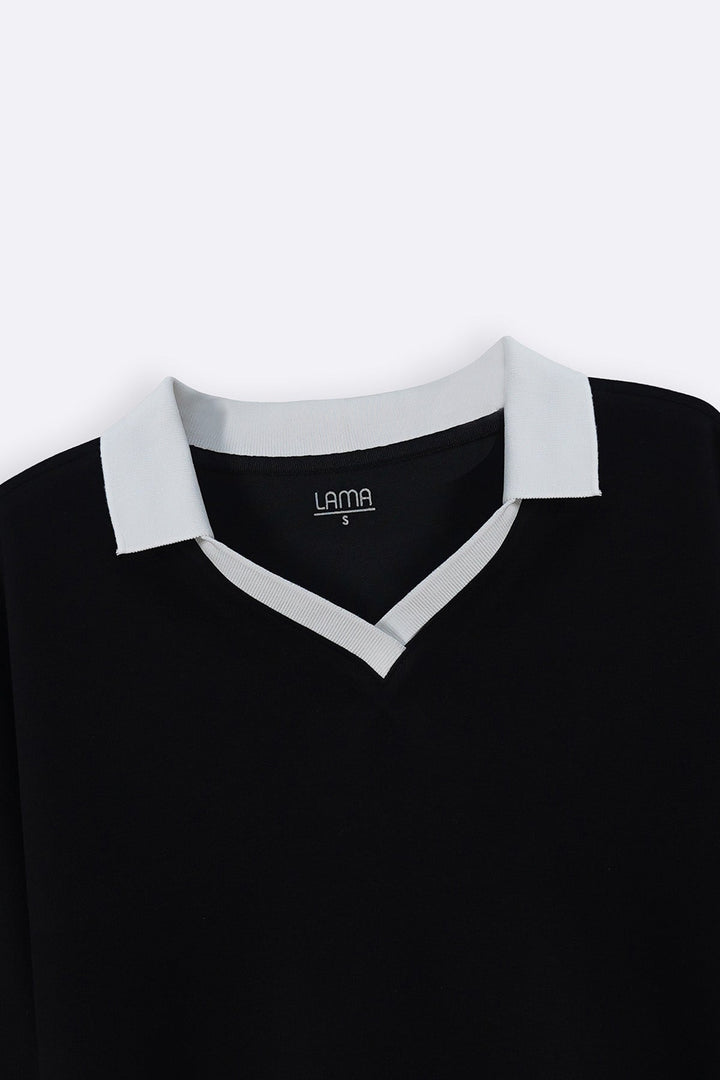 BLACK VINTAGE CONTRAST POLO